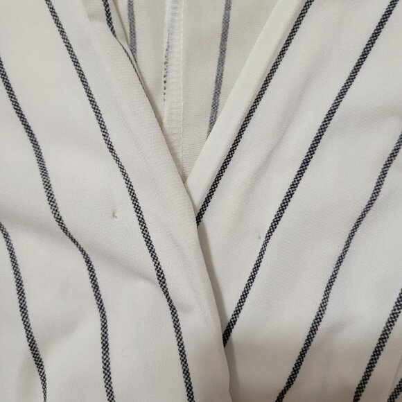 Mango Women's Black and White Striped V-Neck Tie Waist Dress, Size XS / S - Picture 4 of 4